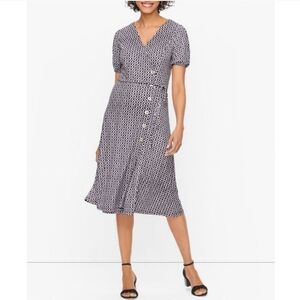 Talbots faux wrap midi jersey dress